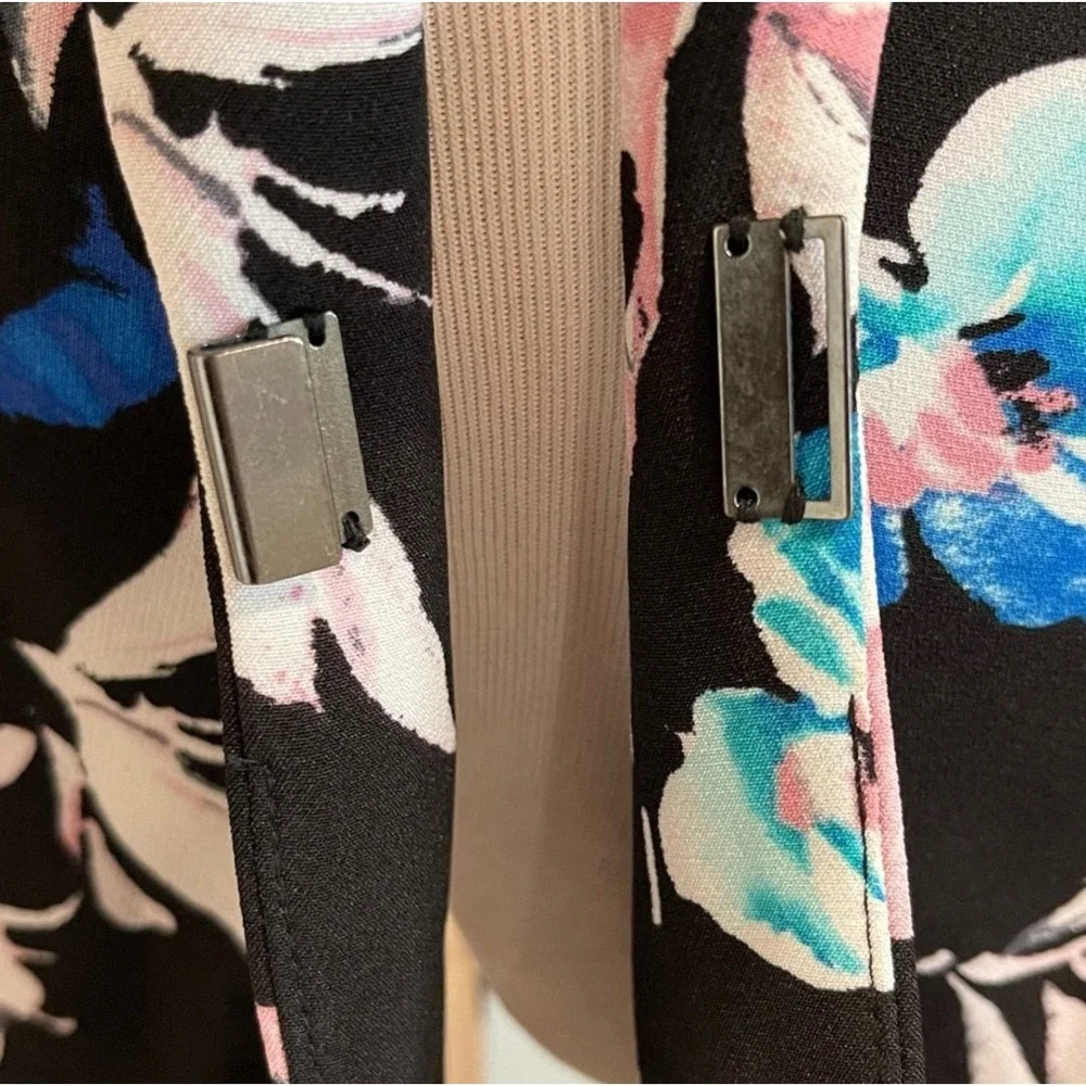 Lane Bryant Jacket Cardigan Blazer Size 18 20 Stretch Black Floral 3/4 Sleeve 2X